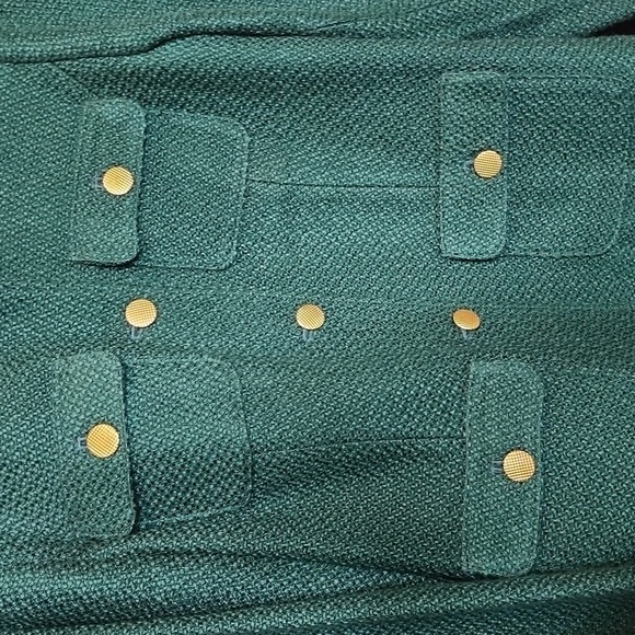 Chico's dark green blazer with gold buttons. Pockets and shoulder pads. Size 1. - Picture 5 of 5